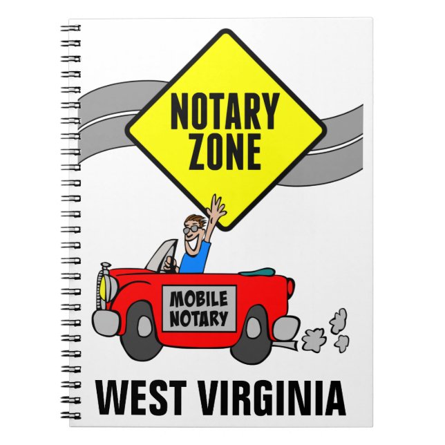 Mobile Notary Zone Red Sports Car West Virginia Notebook (Front)