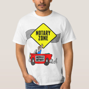 Mobile Notary Zone Yellow Road Sign Red Sports Car T-Shirt