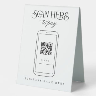 Mobile Payment QR Business Table Tent Sign 