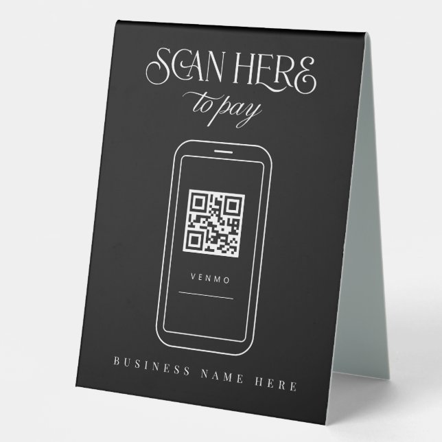 Mobile Payment QR Business Table Tent Sign  (Front)