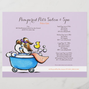 Mobile Pet Groomer Shih Tzu Purple Price Sheet