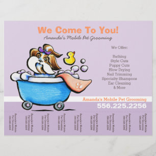 Mobile Pet Groomer Shih Tzu Purple Tear Sheet