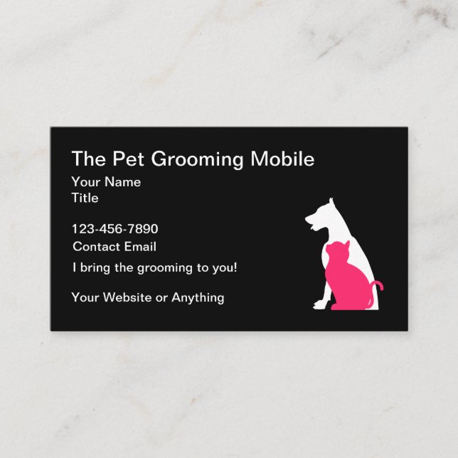 Mobile Pet Grooming Services Business Cards (Front)