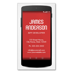 Mobile Phone App Developer Software Engineer Coder Magnetic Business Card