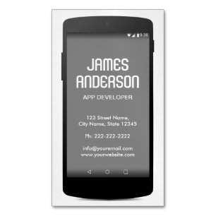 Mobile Phone App Developer Software Engineer Coder Magnetic Business Card