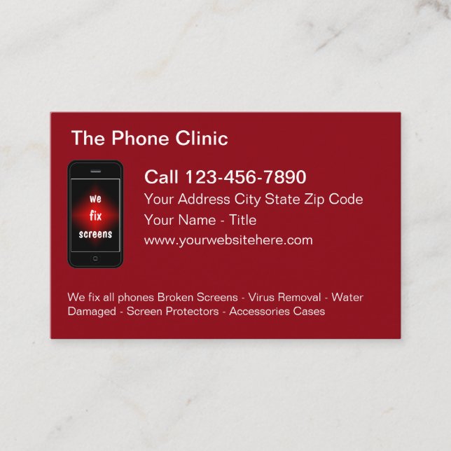 Mobile Phone Repair Modern Business Card (Front)