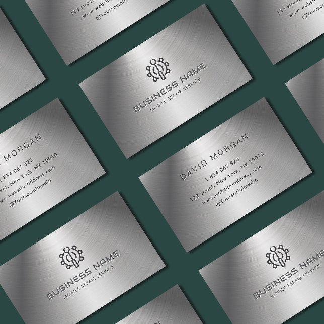 Mobile Repair Service Metallic Business Card (Creator Uploaded)