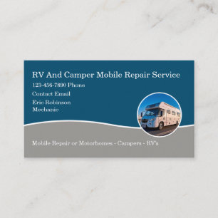 Mobile RV Camper Repair Service Business Cards New