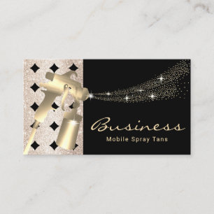 Mobile Spray Tan Geometric Gold Airbrush Tanning Business Card
