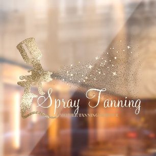 Mobile Spray Tanning Glitter Gold Sparkling Window Cling