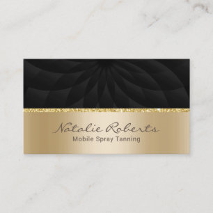 Mobile Spray Tanning Modern Black Gold Spa Salon Business Card