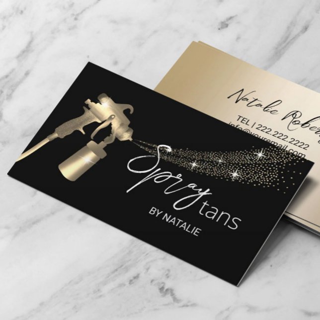Mobile Spray Tans Black Gold Tanning Skincare Business Card (Creator Uploaded)