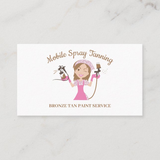 Mobile Tanning Spray Body Paint Lady Logo Business Card (Front)