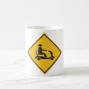 mobility scooter. coffee mug