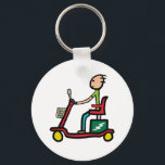 Mobility Scooter Key Ring<br><div class="desc">The ultimate electric go anywhere ride - the mobility scooter. Acquire instant stickman cool with this image celebrating the low speed fun of tackling the High Street and public transport in this four wheeled king of the pavement.</div>