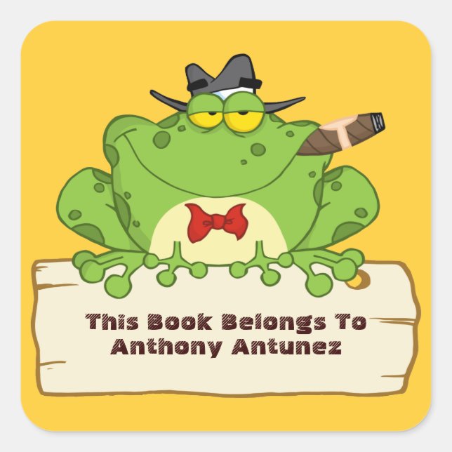 Mobster Frog Bookplate Square Sticker (Front)