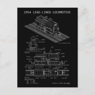 MOC Model of Lead Lined Locomotive Blueprint Postcard