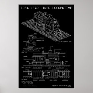 MOC Model of Lead Lined Locomotive Blueprint Poster
