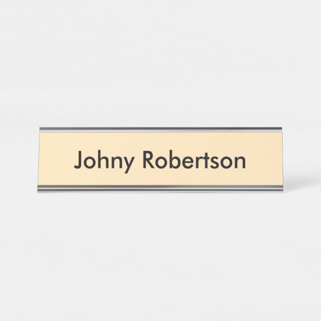 Moccasin Peachy Yellow Plain Elegant Professional Desk Name Plate (Front)