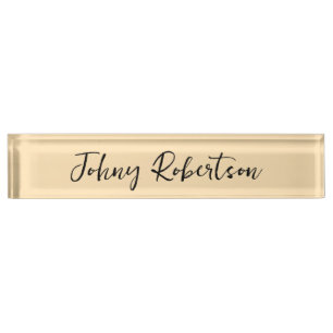 Moccasin Peachy Yellow Plain Elegant Professional Nameplate
