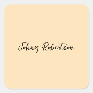 Moccasin Peachy Yellow Plain Elegant Professional Square Sticker