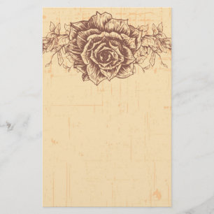 Moccasin  Vintage Rose Border Stationery