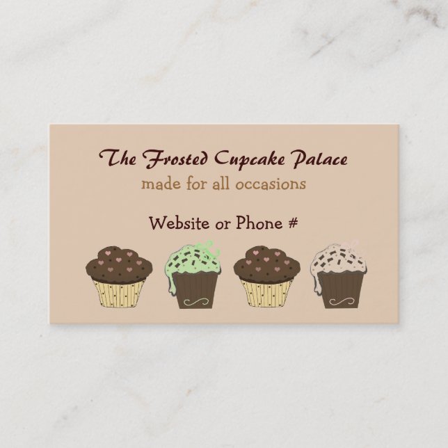 Mocha and Chocolate Cupcakes Business Card (Front)