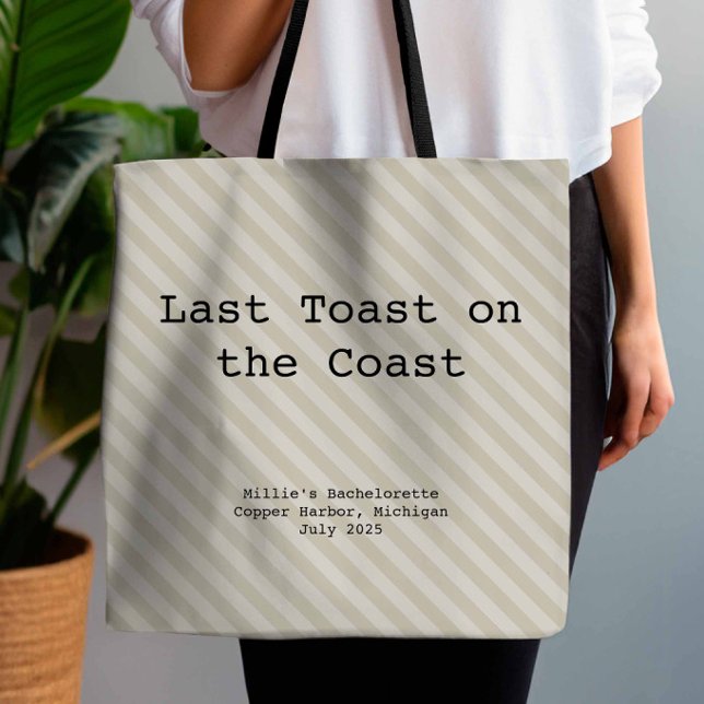 Mocha and Cream Striped Bridesmaid Bachelorette Tote Bag (Creator Uploaded)