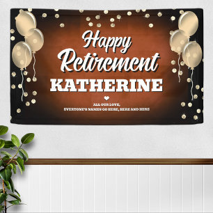 Mocha and Gold Happy Retirement Banner