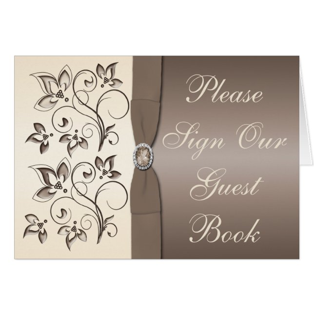 Mocha and Ivory Floral Table Card (Front Horizontal)
