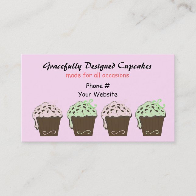 Mocha and Mint Cupcakes Business Card (Front)