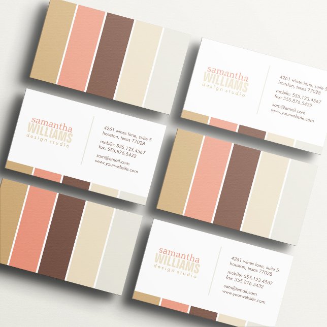 Mocha and Peach Modern Colour Blocks Business Card (Creator Uploaded)