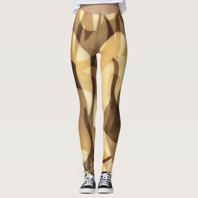 Mocha and Tan Art Leggings Exercise (Front)