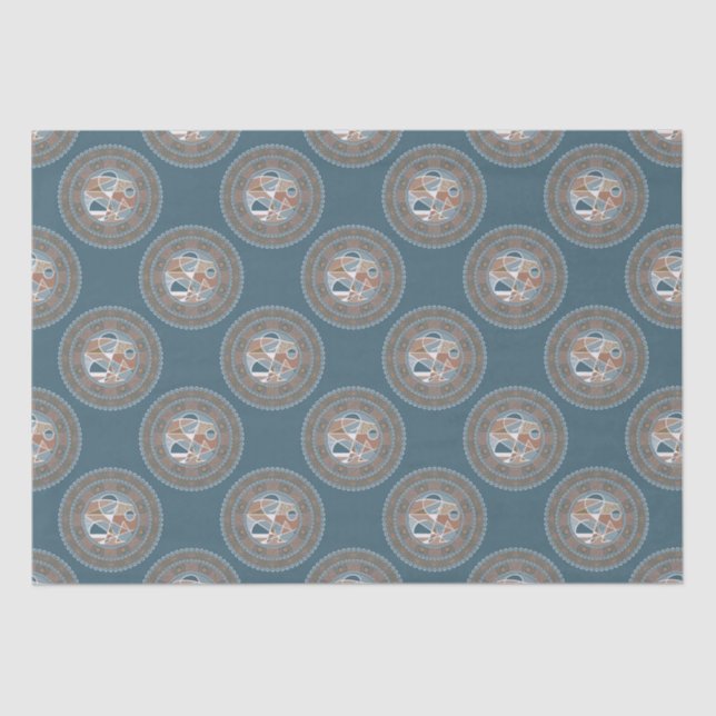 Mocha and Teal Abstract Accent Polka Dot Mandala Tissue Paper (Front)