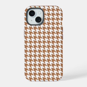 Mocha and White Houndstooth Seamless Pattern iPhone 15 Case
