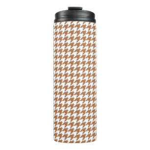 Mocha and White Houndstooth Seamless Pattern Thermal Tumbler