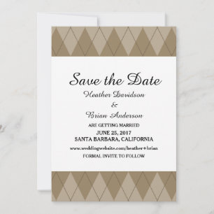 Mocha Argyle Save the Date Invite