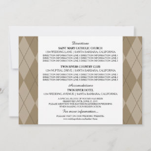 Mocha Argyle Wedding Information Card