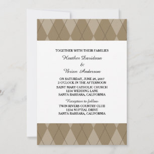 Mocha Argyle Wedding Invite
