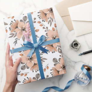 Mocha Bloom Wrapping Paper
