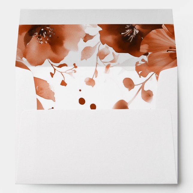 Mocha Blooms Watercolor Bridal Shower CUSTOM  Envelope (Back (Bottom))