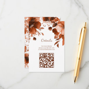 Mocha Blooms Watercolor Bridal Shower CUSTOM QR Enclosure Card
