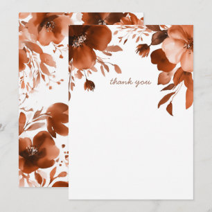 Mocha Blooms Watercolor Bridal Shower CUSTOM Thank You Card