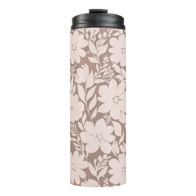 Mocha Blossom Elegance Thermal Tumbler (Front)