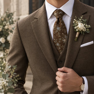 Mocha Blue Vintage Botanical Tie