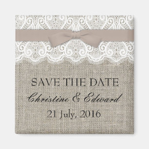 Mocha Bow and Lace Save The Date Magnet