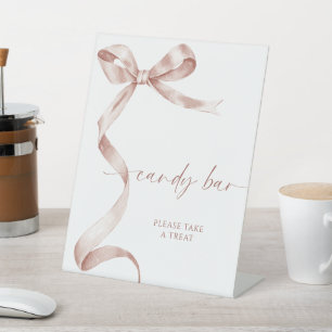 Mocha Bow Candy Bar Pedestal Sign