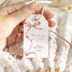 Mocha Bow Shower Favour Gift Tag