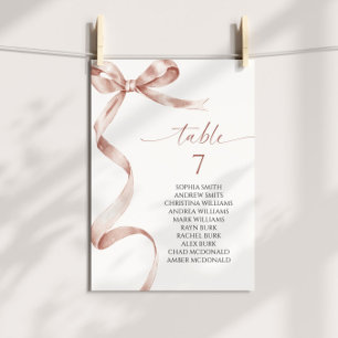 Mocha Bow Table Number Seating Chart