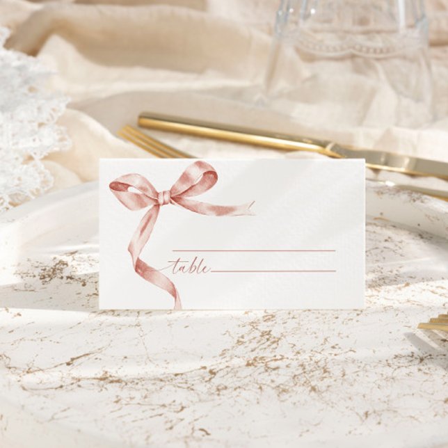 Mocha Bow Wedding  Place Card (Creator Uploaded)